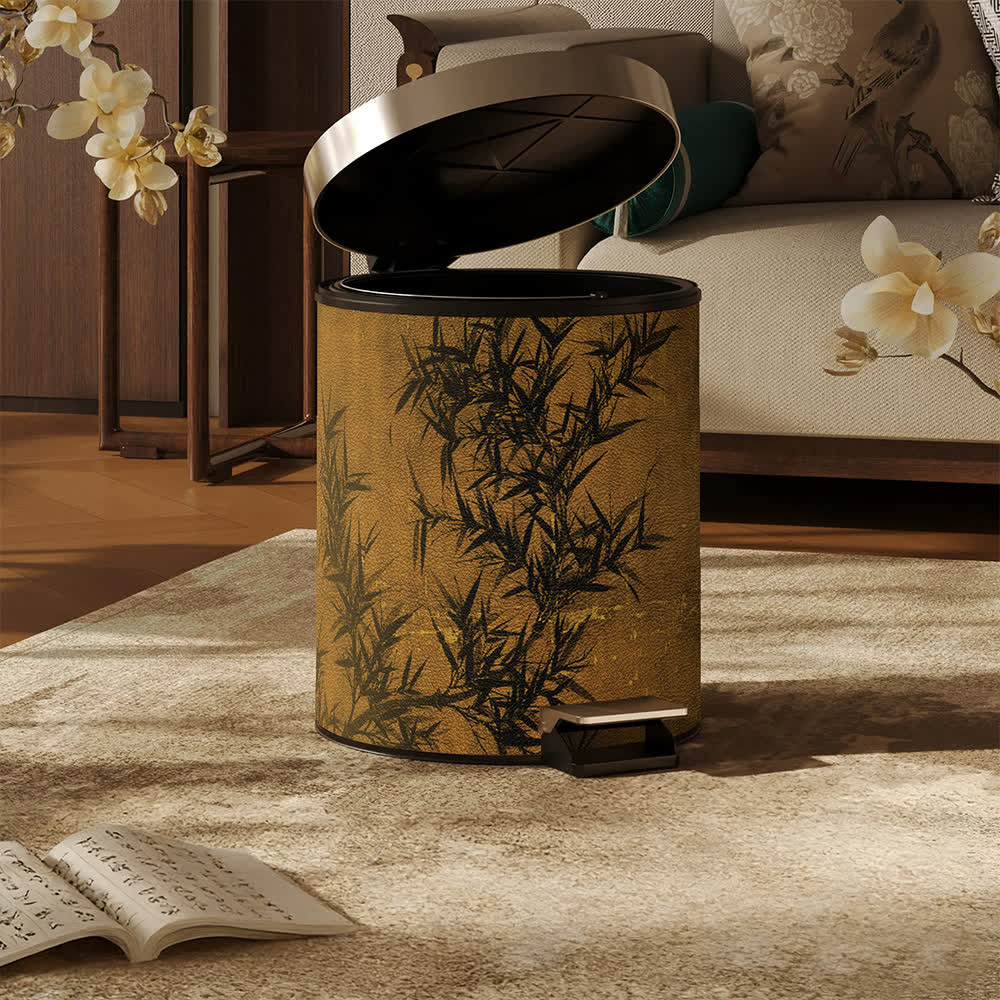 Ownkoti Oriental Zen Bamboo Print Leather Trash Can  - image 4