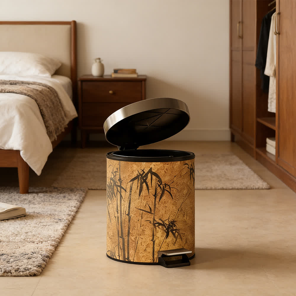 Ownkoti Oriental Zen Bamboo Print Leather Trash Can  - image 13