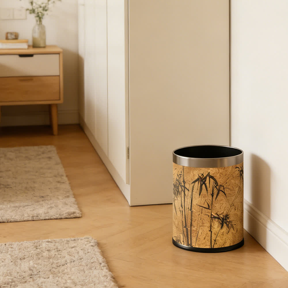 Ownkoti Oriental Zen Bamboo Print Leather Trash Can  - image 10