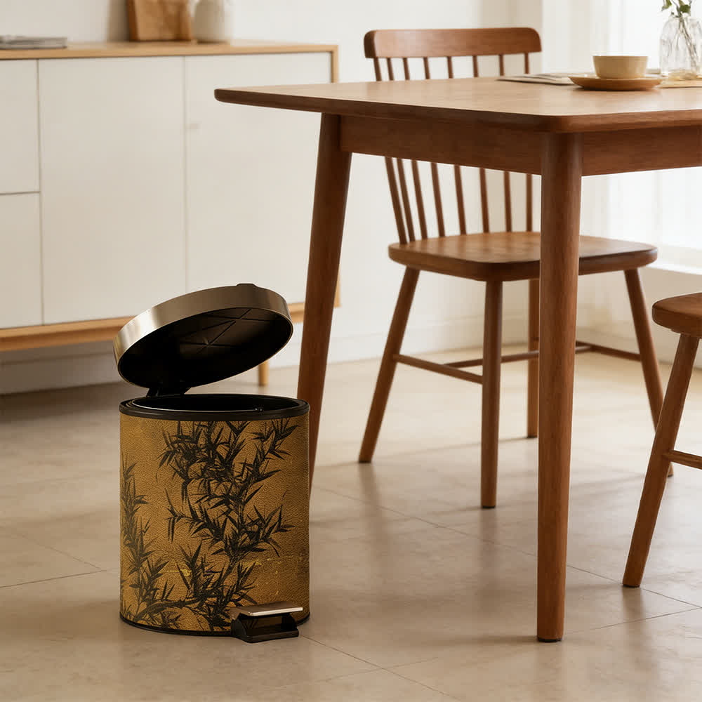 Ownkoti Oriental Zen Bamboo Print Leather Trash Can  - image 5