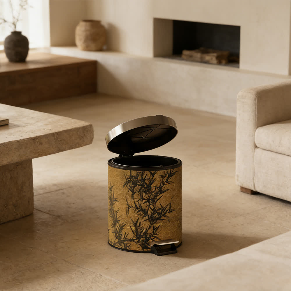 Ownkoti Oriental Zen Bamboo Print Leather Trash Can  - image 6