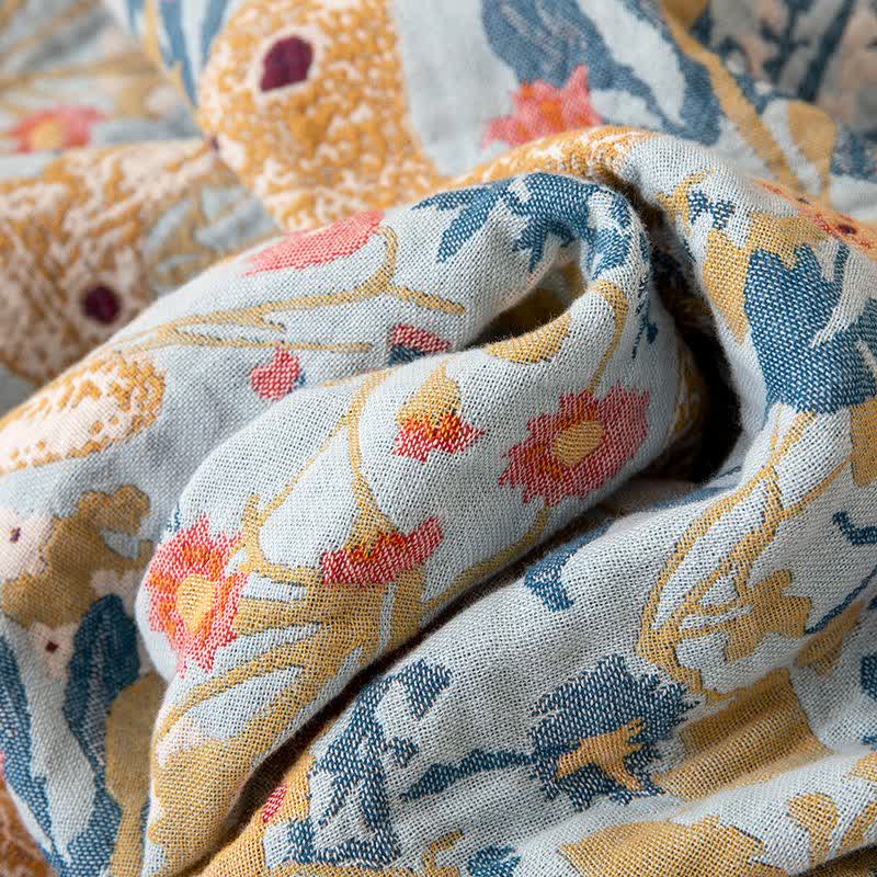 Ownkoti Country Floral & Bunny Cotton Gauze Quilt Blanket - image 5