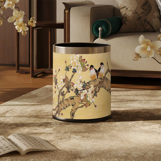 Ownkoti Vintage Chinoiserie Floral & Bird Trash Can - image 0
