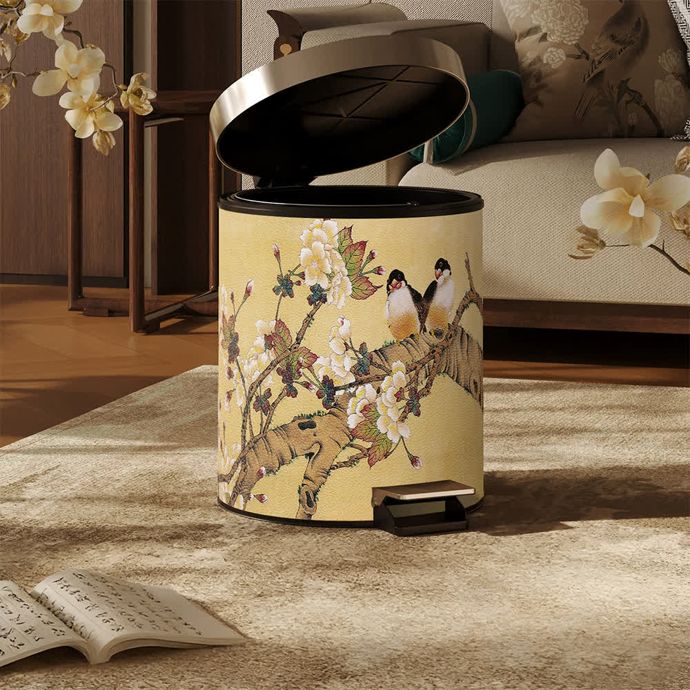 Ownkoti Vintage Chinoiserie Floral & Bird Trash Can - image 4