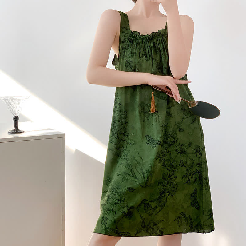 Ownkoti Botanical Butterfly Ruffle Neck Sleeveless Nightgown - image 2