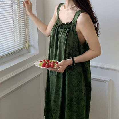 Ownkoti Botanical Butterfly Ruffle Neck Sleeveless Nightgown - image 3
