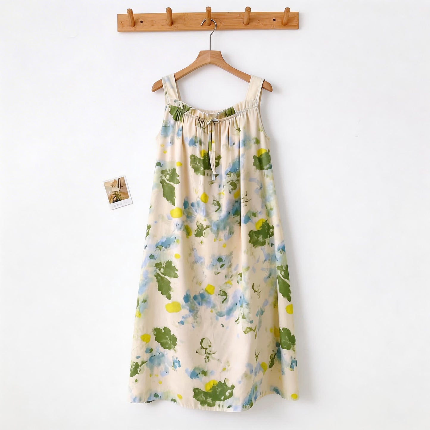 Ownkoti Watercolor Ink Ruffle Neck Sleeveless Nightgown - image 1