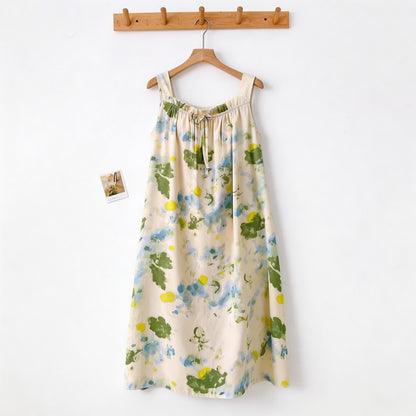 Ownkoti Watercolor Ink Ruffle Neck Sleeveless Nightgown - image 1