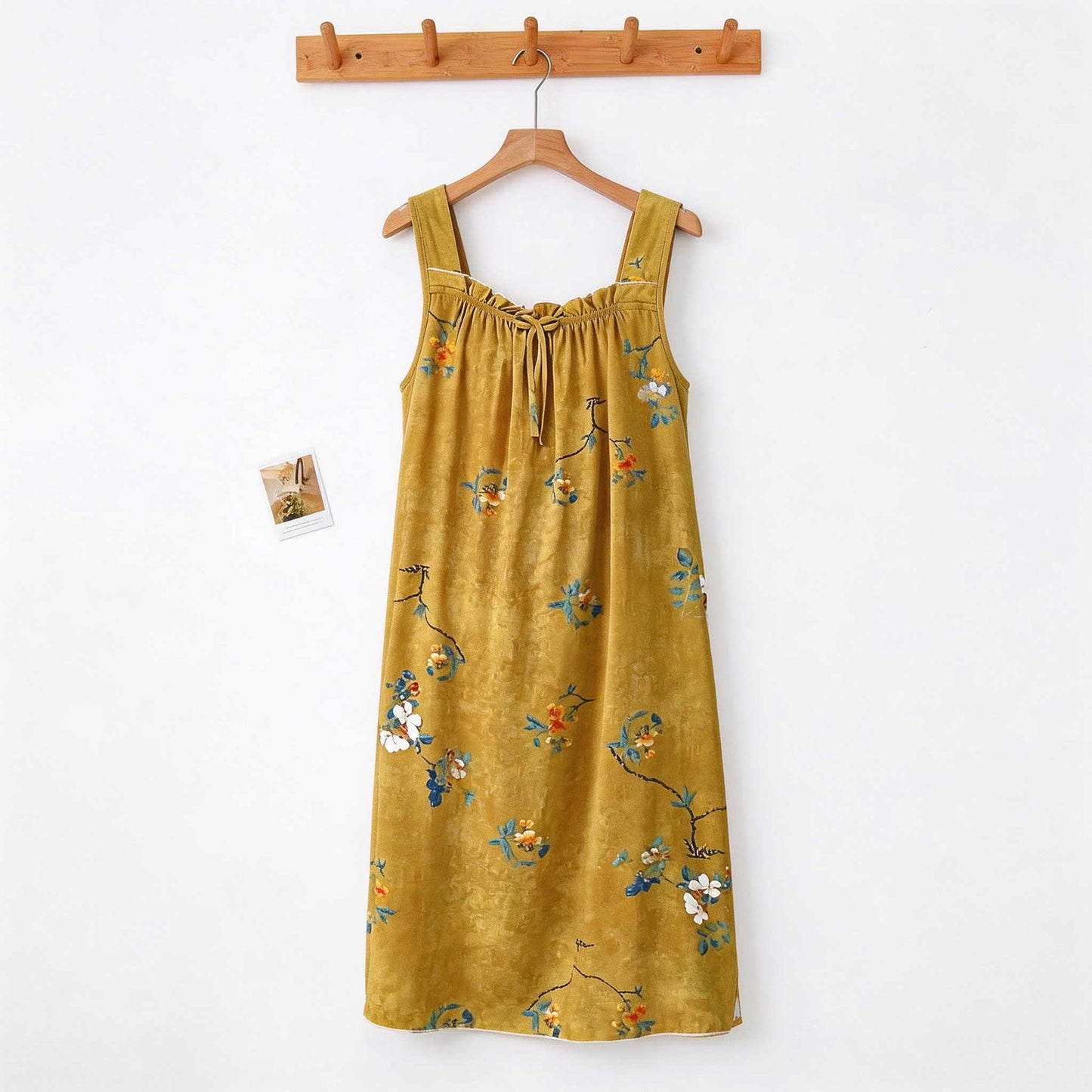 Ownkoti Vintage Floral Ruffle Neck Sleeveless Nightgown - image 1