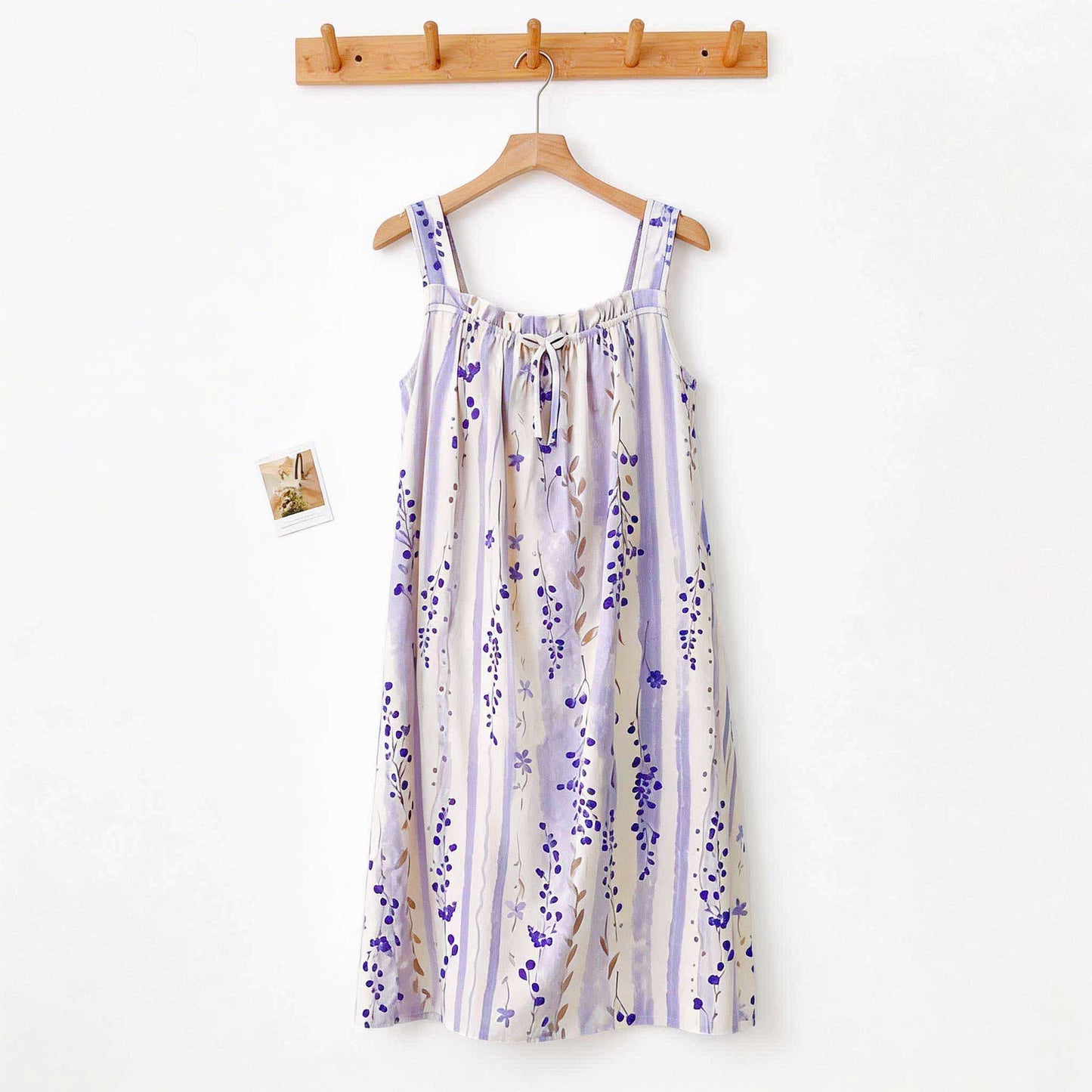 Ownkoti Purple Floral Ruffle Neck Sleeveless Nightgown - image 1