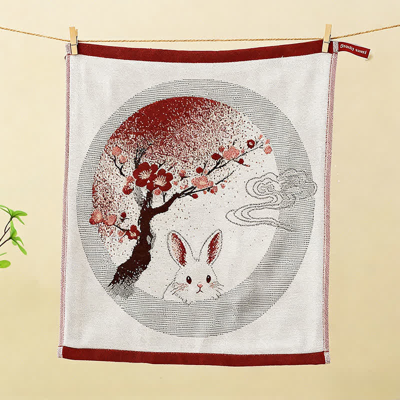 Ownkoti Eastern Bunny Cotton Gauze Kitchen Towel(3PCS) - Beige - Tree & Bunny - 13 " x 15" - image 9