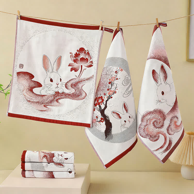 Ownkoti Eastern Bunny Cotton Gauze Kitchen Towel(3PCS) - image 0