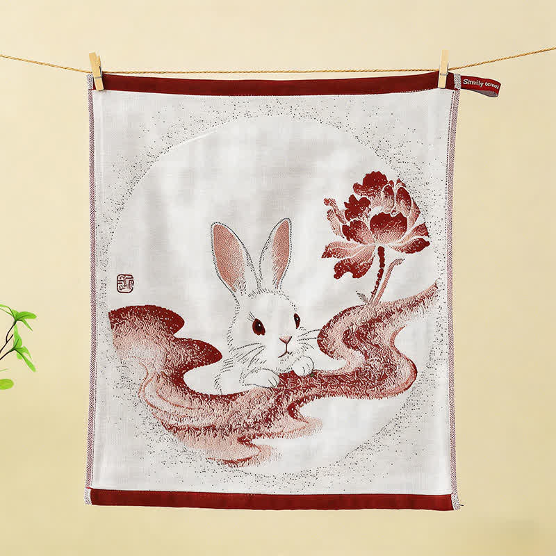 Ownkoti Eastern Bunny Cotton Gauze Kitchen Towel(3PCS) - Beige - Floral & Bunny - 13 " x 15" - image 7