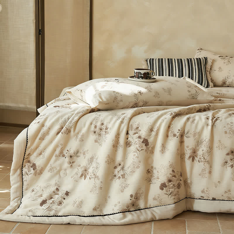 Ownkoti Elegant Soft Floral Cotton Linen Quilt - image 2