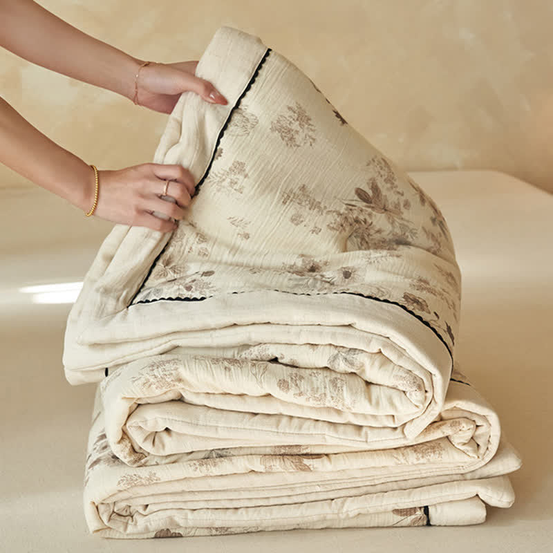 Ownkoti Elegant Soft Floral Cotton Linen Quilt - image 6