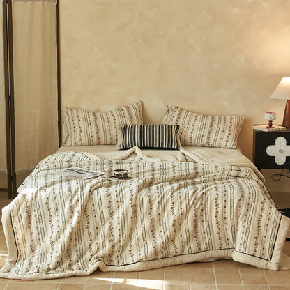Ownkoti Striped Floral Cotton Linen Quilt - image 2
