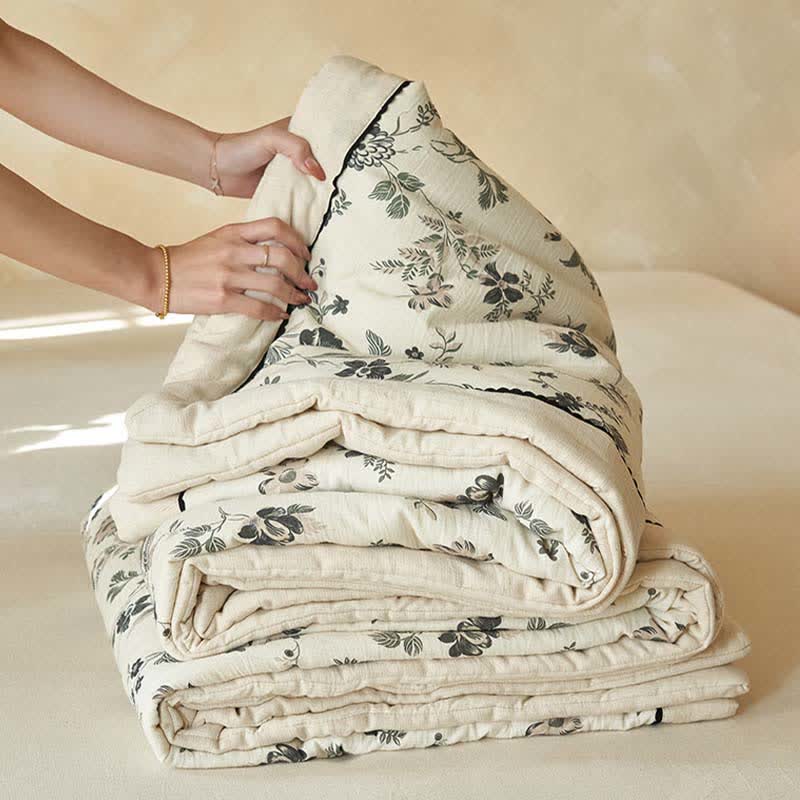 Ownkoti Country Floral & Leaf Cotton Linen Quilt - image 8