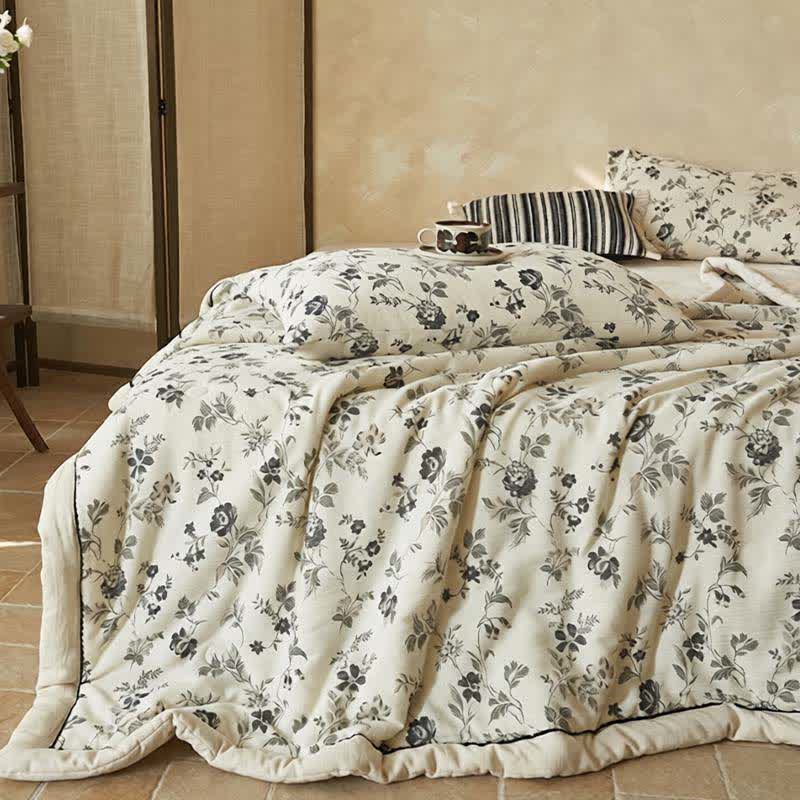 Ownkoti Country Floral & Leaf Cotton Linen Quilt - image 3