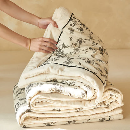 Ownkoti Rustic Botanical Leaf Cotton Linen Quilt - image 8