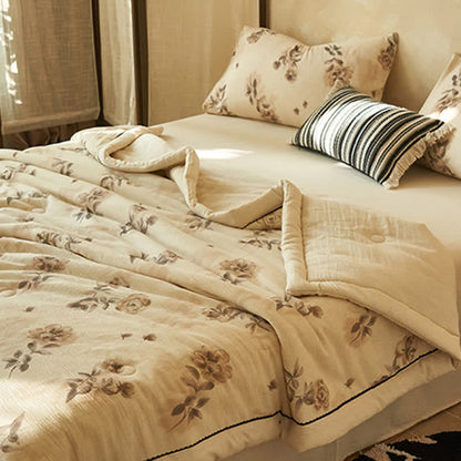 Ownkoti Soft Watercolor Floral Cotton Linen Quilt - image 3