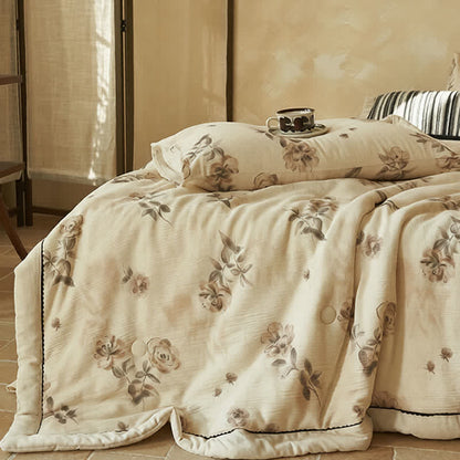 Ownkoti Soft Watercolor Floral Cotton Linen Quilt - image 5