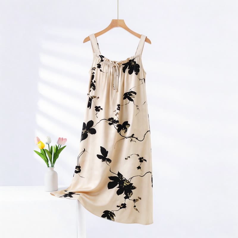 Ownkoti Ink Wash Floral Sleeveless Nightgown - Beige - Plus Size - image 0