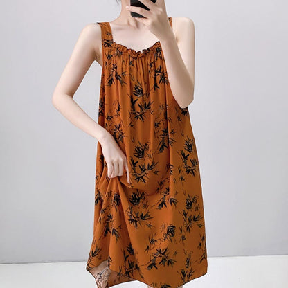 Ownkoti Vintage Bamboo Print Sleeveless Nightgown - image 5