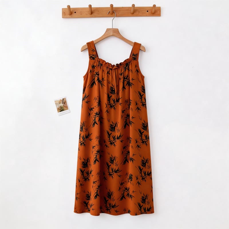 Ownkoti Vintage Bamboo Print Sleeveless Nightgown - image 1