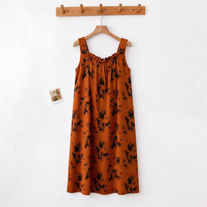 Ownkoti Vintage Bamboo Print Sleeveless Nightgown - image 1