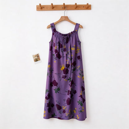 Ownkoti Purple Floral Print Sleeveless Nightgown - image 1