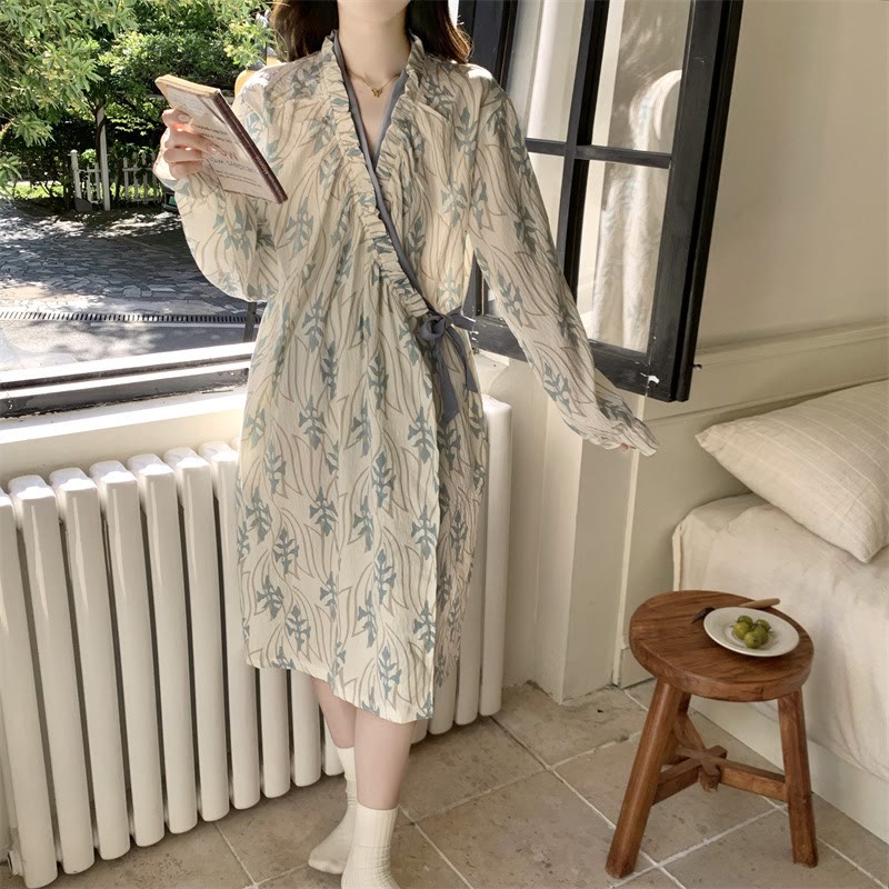 Ownkoti Abstract Art Print Ruffled Nightgown - image 2