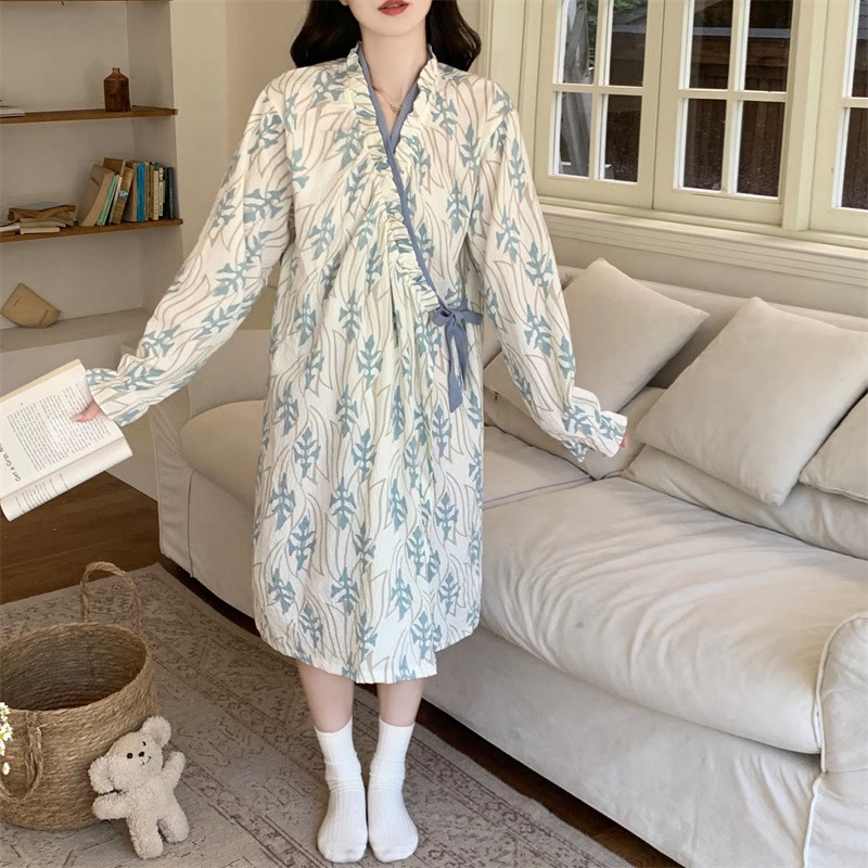 Ownkoti Abstract Art Print Ruffled Nightgown - image 1