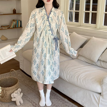 Ownkoti Abstract Art Print Ruffled Nightgown - image 1