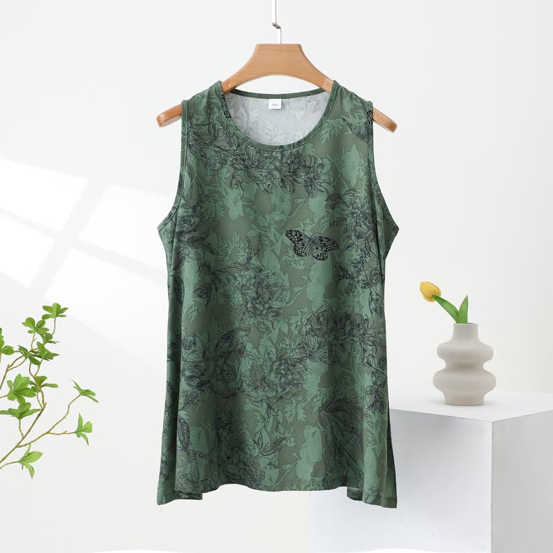 Ownkoti Green Botanical Butterfly Tank & Pants Pajamas - image 3