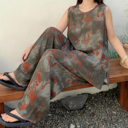 Ownkoti Artistic Branch Floral Tank & Pants Pajama Set - image 3