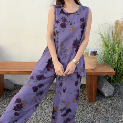 Ownkoti Purple Floral Tank & Pants Pajamas - image 3
