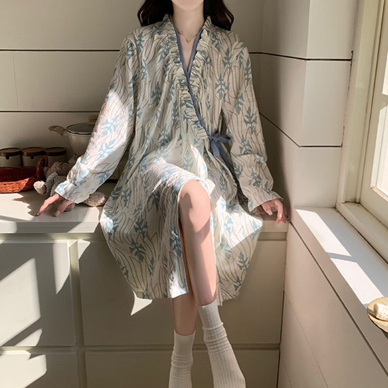 Ownkoti Abstract Art Print Ruffled Nightgown - image 3