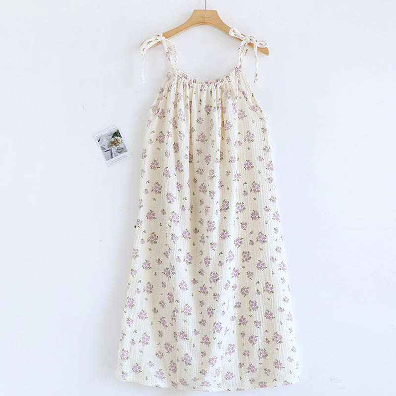 Ownkoti Rustic Purple Floral Cotton Camisole Nightgown - image 2