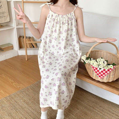 Ownkoti Rustic Purple Floral Cotton Camisole Nightgown - image 3