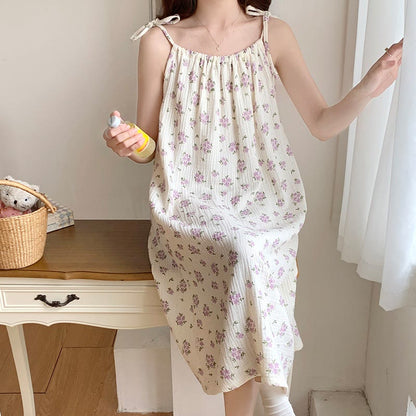 Ownkoti Rustic Purple Floral Cotton Camisole Nightgown - image 6