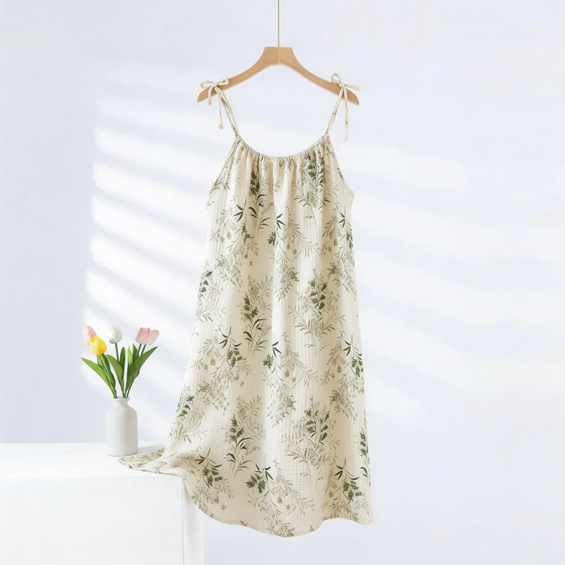 Ownkoti Fresh Country Leaf Cotton Camisole Nightgown - Beige - XXL - image 0