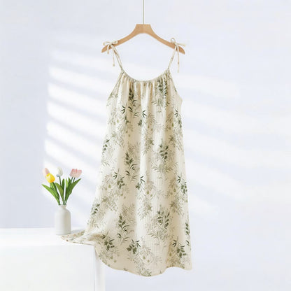 Ownkoti Fresh Country Leaf Cotton Camisole Nightgown - Beige - XXL - image 0