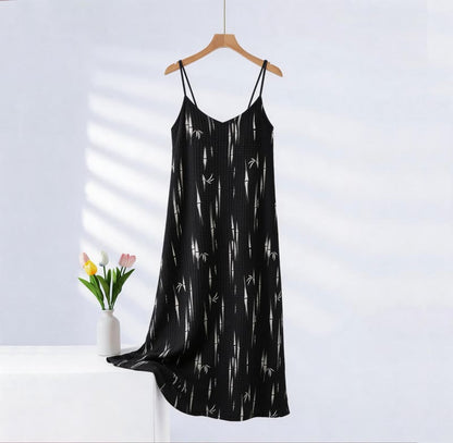 Ownkoti Bamboo Inspired Pure Cotton Camisole Nightgown - Black - XXL - image 0