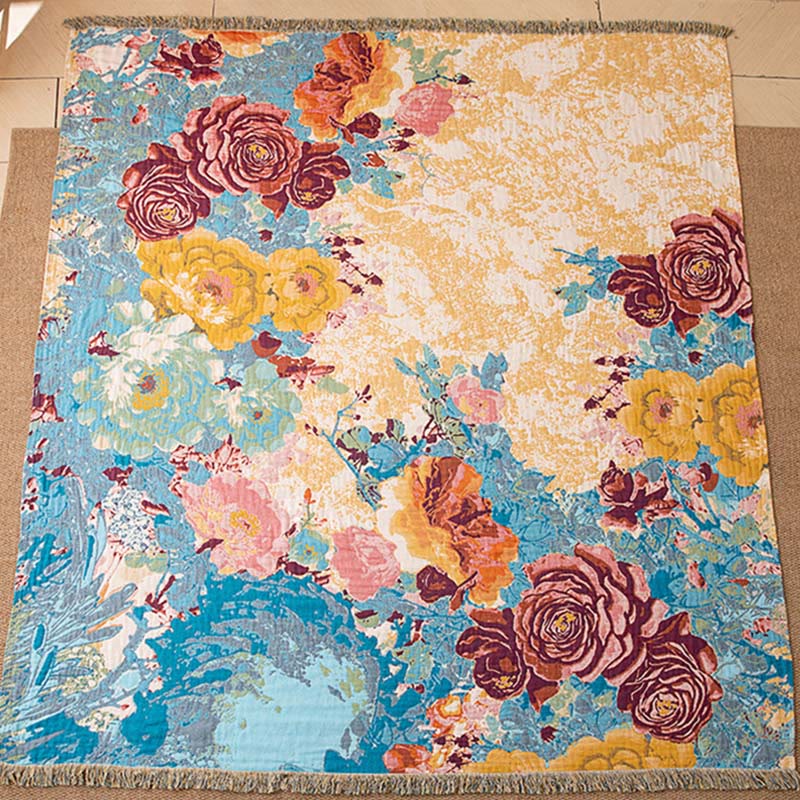 Ownkoti Rose Cotton Gauze Tassel Quilt Blanket - image 5