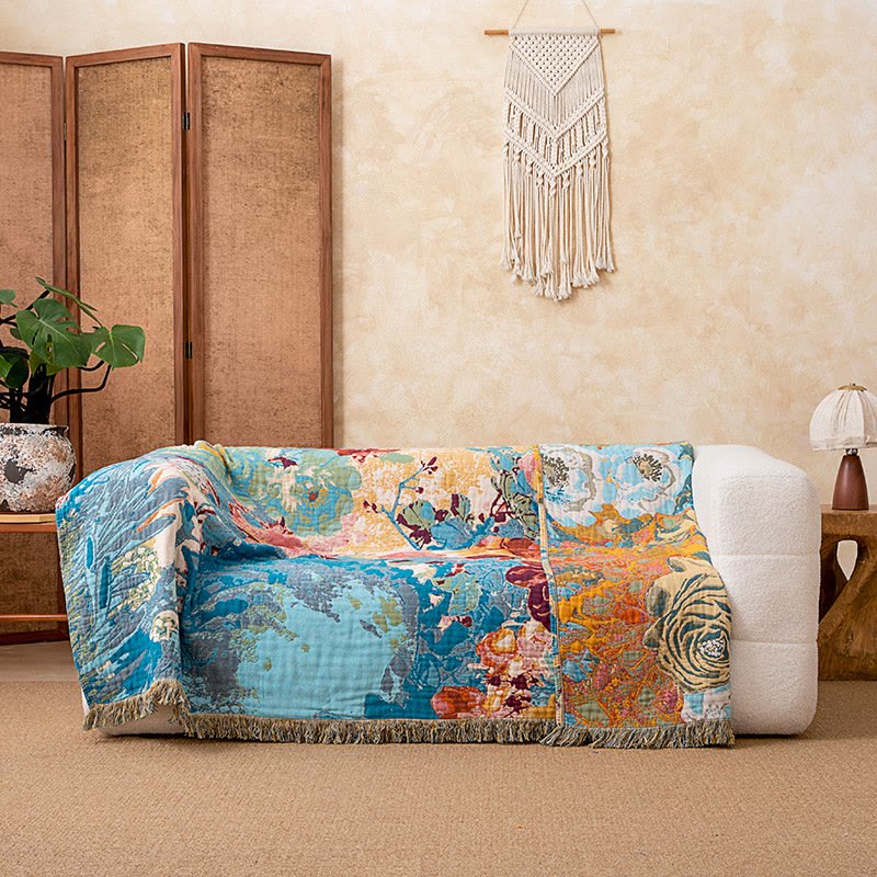 Ownkoti Rose Cotton Gauze Tassel Quilt Blanket - image 3