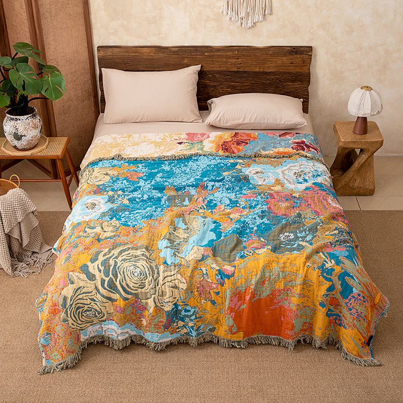 Ownkoti Rose Cotton Gauze Tassel Quilt Blanket - image 1