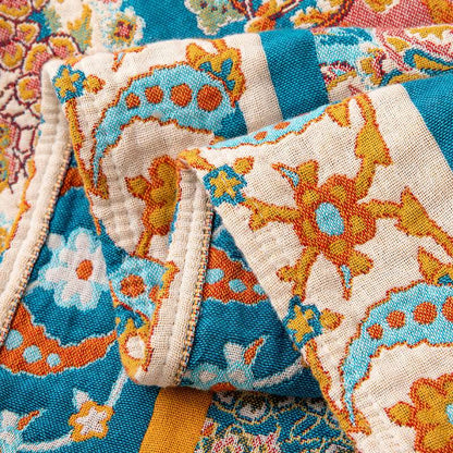 Ownkoti Vintage Pattern Cotton Gauze Tassel Quilt Blanket - image 6