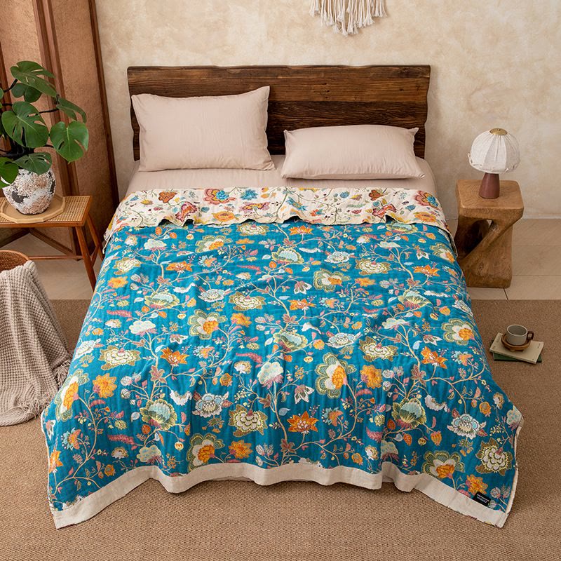 Ownkoti Floral Garden Cotton Gauze Quilt Blanket - image 1