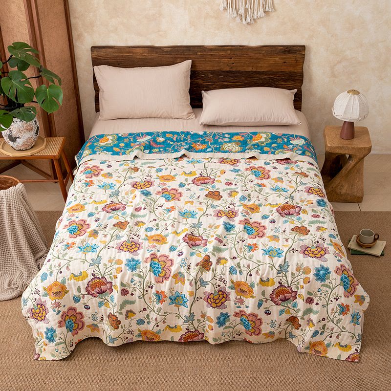 Ownkoti Floral Garden Cotton Gauze Quilt Blanket - King - image 0