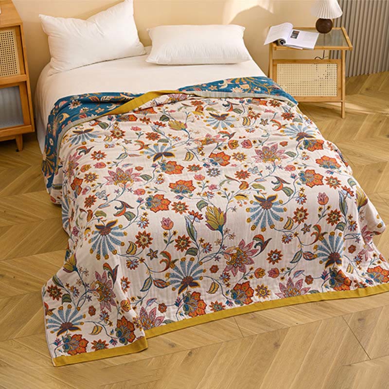 Ownkoti Reversible Floral Cotton Gauze Quilt Blanket - image 2